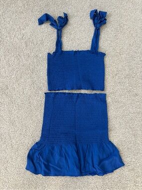 Royal Blue Smocked Two-Piece Set